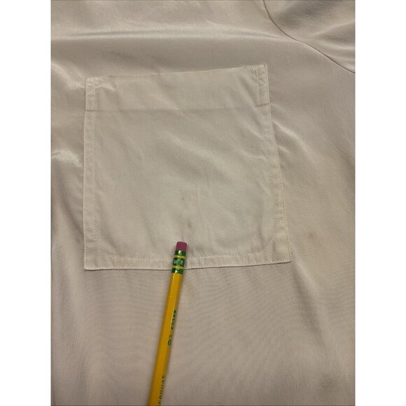 St‎ John Silk Blouse Ivory Button Up Pointed Collar Size 16 - Picture 6 of 12